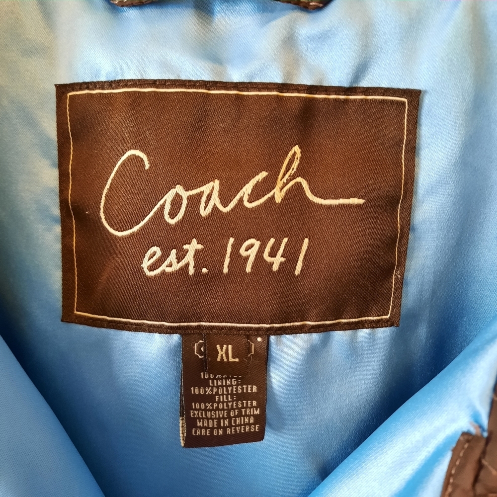 Coach Quilted Signature C Barn Jacket Chocolate Brown Embroidered Logo Size XL - Picture 9 of 16